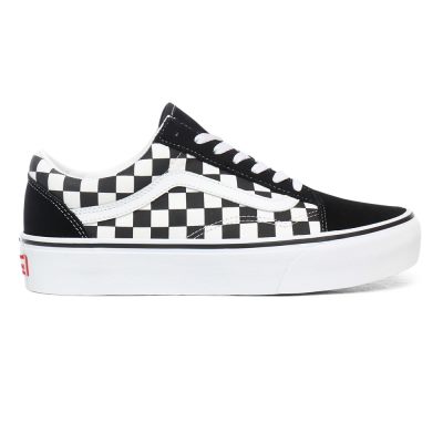 Vans Checkerboard Old Skool Platform - Kadın Spor Ayakkabı (Siyah Beyaz)